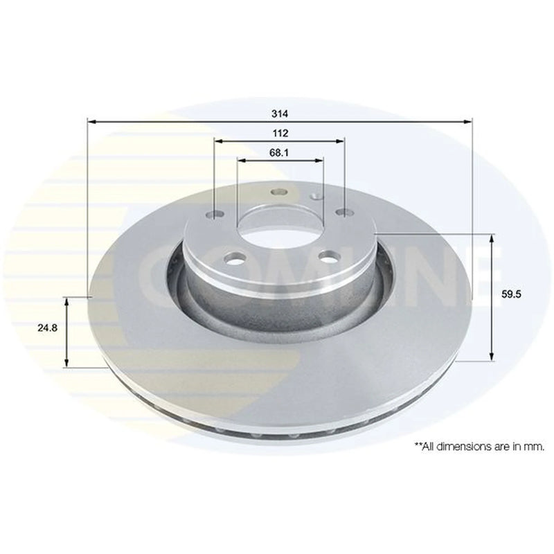 Comline 2 x Front Brake Discs ADC1470V