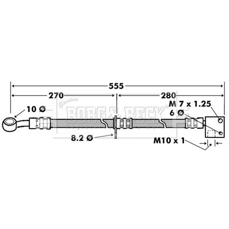 Borg & Beck Brake Hydraulic Hose Line Front Left BBH7444