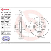 Brembo 2 x Internally Vented Front Brake Discs 09.9619.11