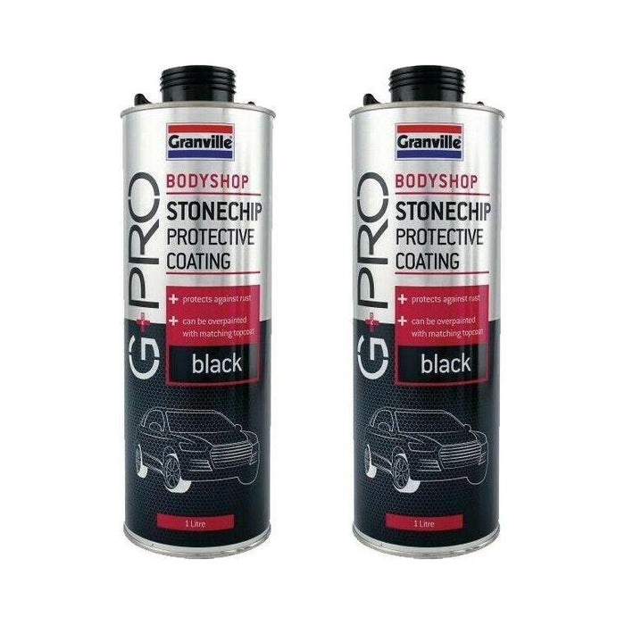 2 x Granville Black Stone Chip Spray Paint All Round Protection 1 Litre Granville  - Town Parts