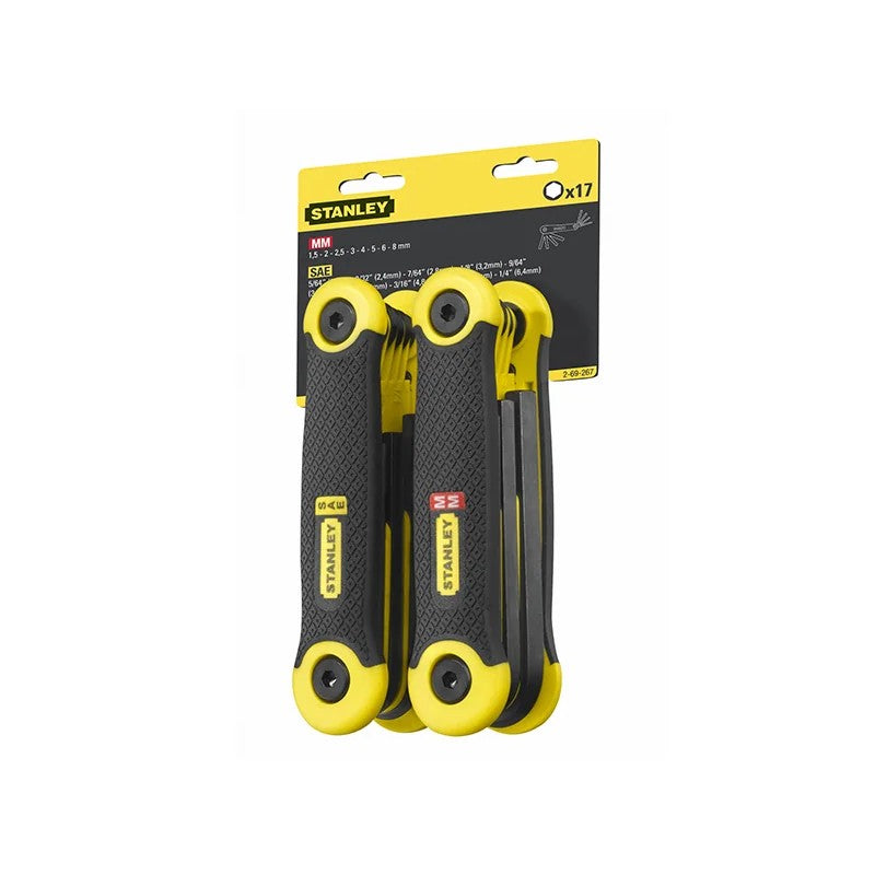 STANLEY® Hand Tools Metric & Imperial Folding Hexagon Key Set, 17 Piece