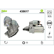 Valeo Starter Motor 12V 1.4kW 11 Teeth 438617