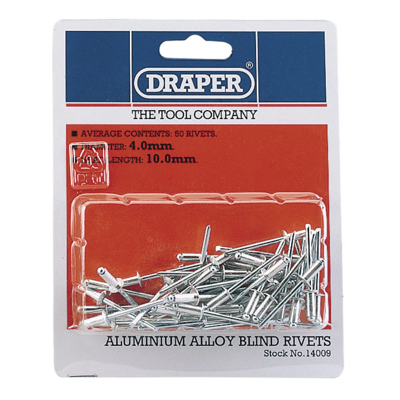 Draper Blind Rivets, 50 Pieces, Aluminium with Steel Mandrel