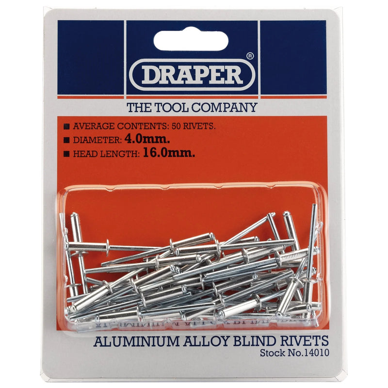 Draper Blind Rivets, 50 Pieces, Aluminium with Steel Mandrel
