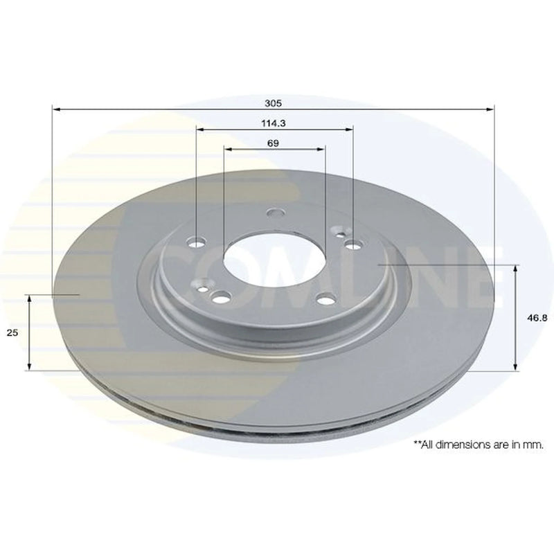 Comline 2 x Front Brake Discs ADC2982V