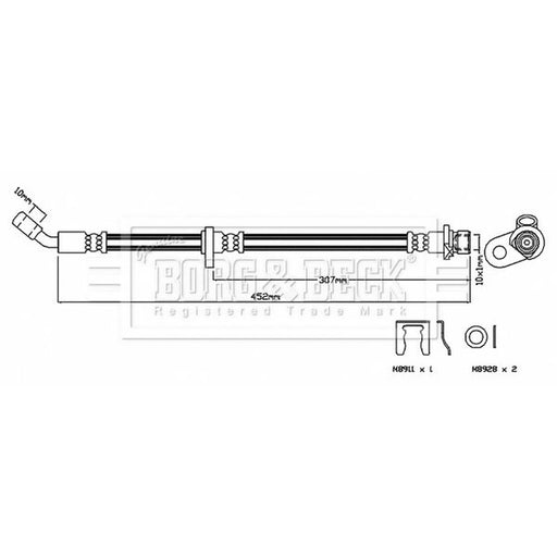 Borg & Beck Brake Hydraulic Hose Line Rear Left BBH7437