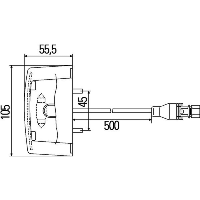 Hella Licence Plate Light / Lamp Lateral Mounting C5W 2KA 340 828-001
