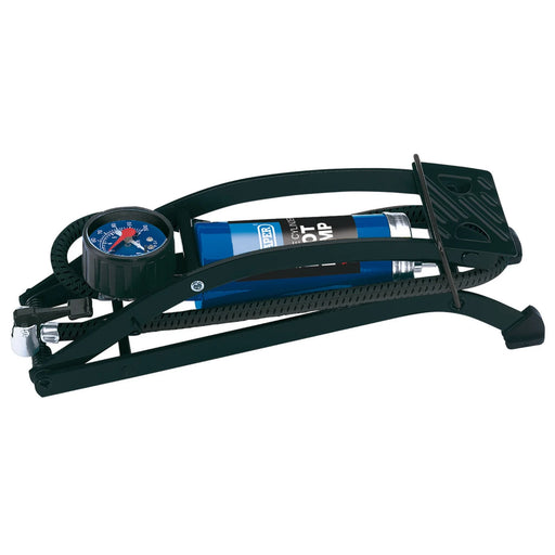 Draper Inflator Foot Pump 600mm Hose with Pressure Gauge