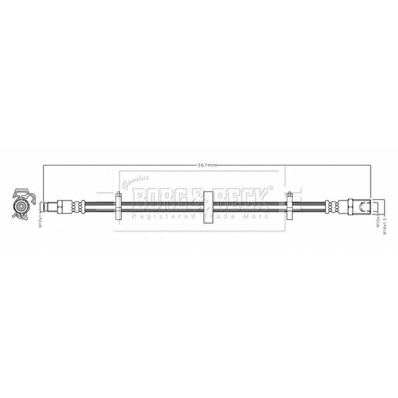 Borg & Beck Brake Hydraulic Hose Line Front Left BBH8699