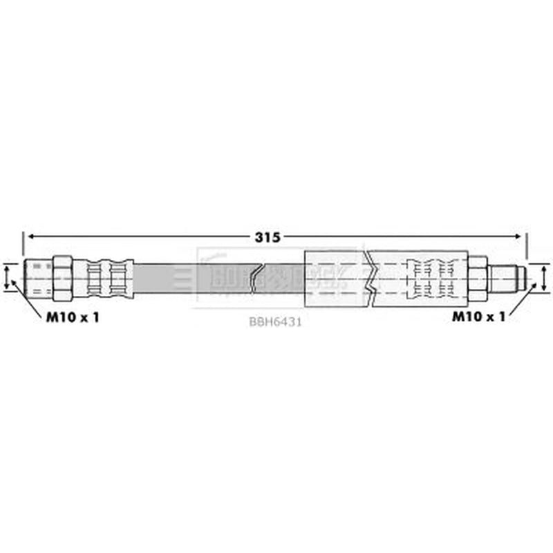 Borg & Beck Brake Hydraulic Hose Line Rear Left BBH6431