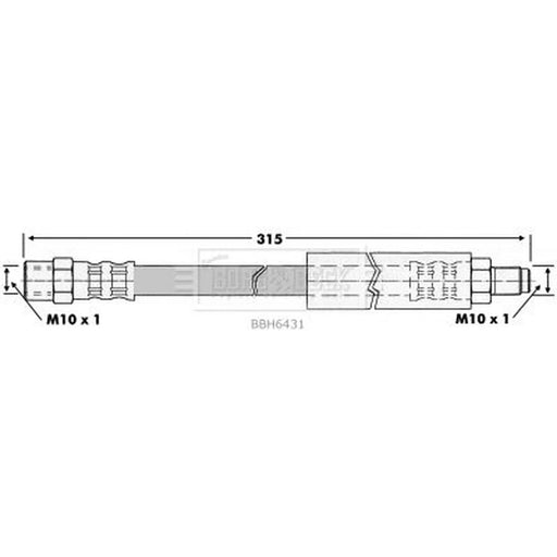 Borg & Beck Brake Hydraulic Hose Line Rear Left BBH6431