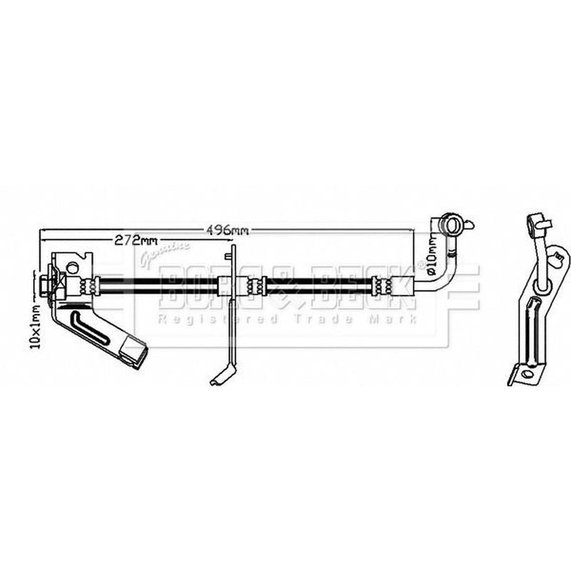 Borg & Beck Brake Hydraulic Hose Line Front Right BBH8293
