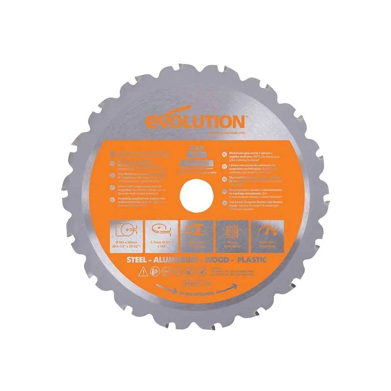 Evolution Multi-Material Saw Blade 165 x 20mm x 18T - R165TCT-18CS