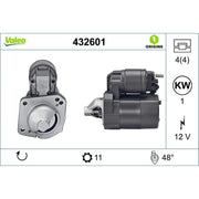 Valeo Starter Motor 12V 1kW Teeth 432601