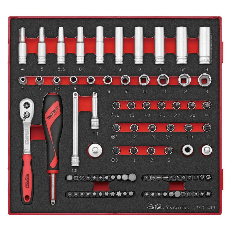 Teng Tools Socket Set 89 Pieces 1/4" Drive FOAM2