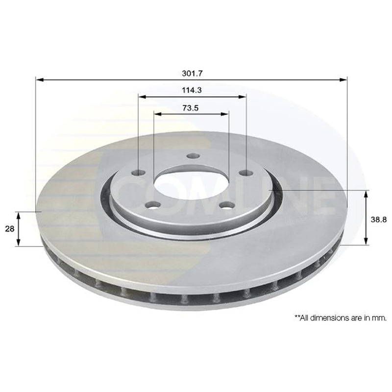 Comline 2 x Front Brake Discs ADC2305V