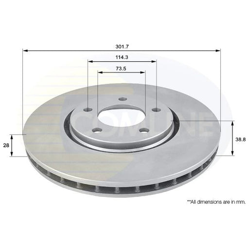 Comline 2 x Front Brake Discs ADC2305V