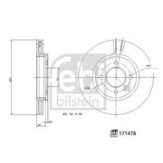 Febi 2 x Internally Vented Front Brake Discs 171478