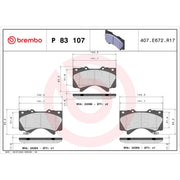 Brembo 4 x Front Brake Pad Set P83107
