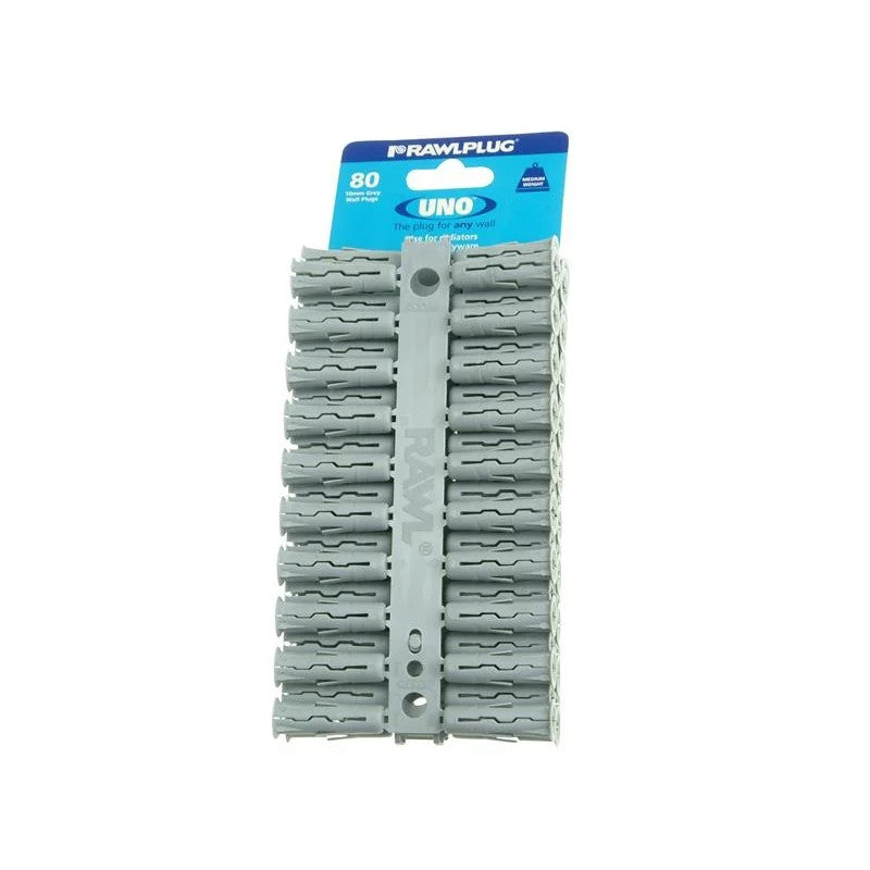 Rawlplug Grey UNO® Plugs 10 x 36mm (Card 80) - R-U1-GRY-80-C