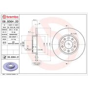 Brembo 2 x Solid Rear Brake Discs 08.9364.21
