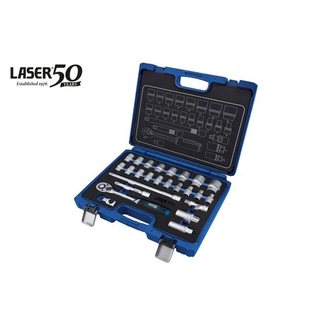 Laser Tools Socket Set 1/2"D 25pc - 50th Anniversary - PL