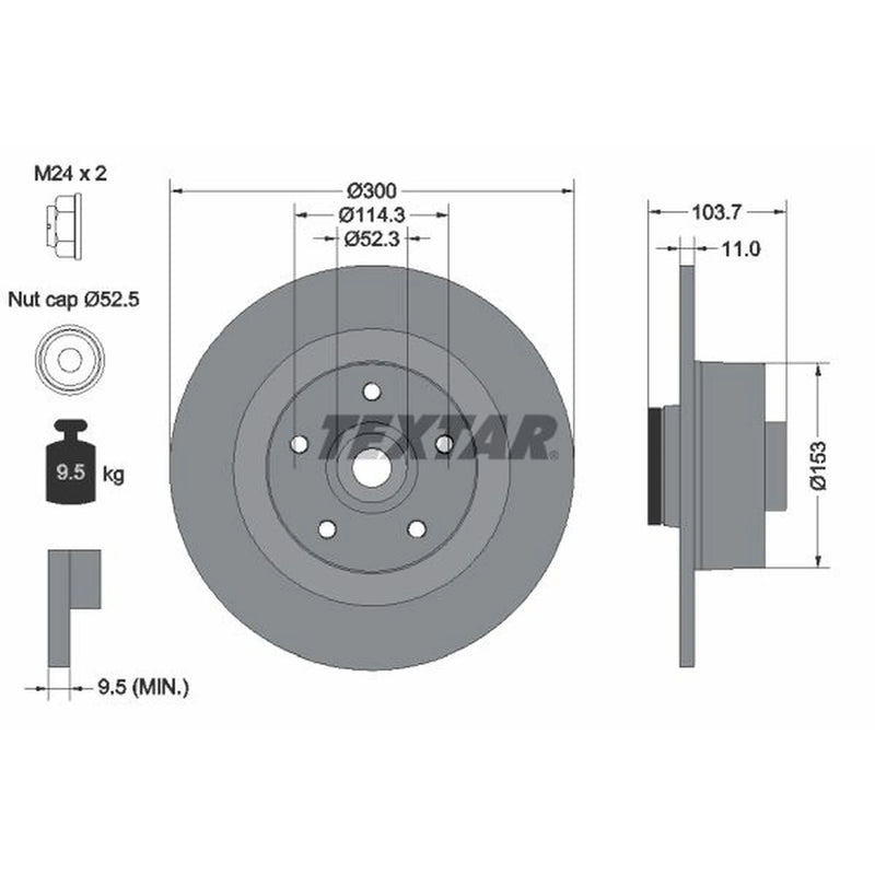 Textar 2 x Solid Rear Brake Discs 92196103