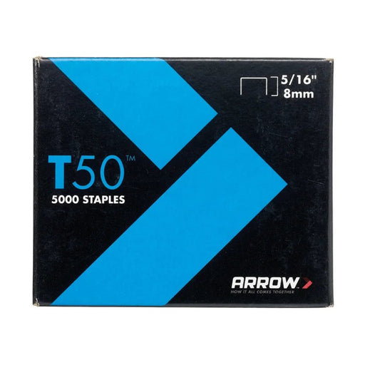 Arrow T50 Staples 8mm (5/16in) (Pack 5000, 4 x 1250) - A505