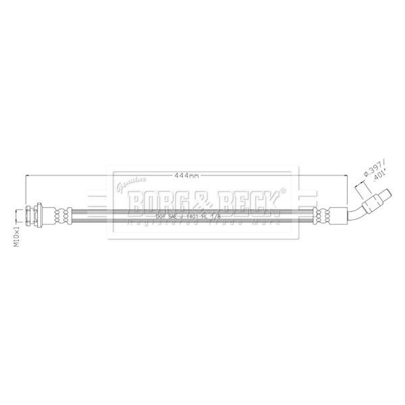 Borg & Beck Brake Hydraulic Hose Line Front Left BBH8907