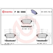 Brembo 4 x Rear Brake Pad Set P56098E