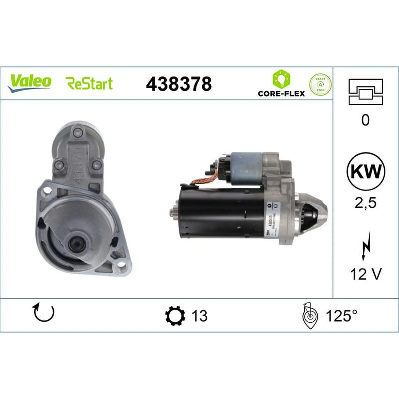 Valeo Starter Motor 12V 2.5kW 13 Teeth 438378