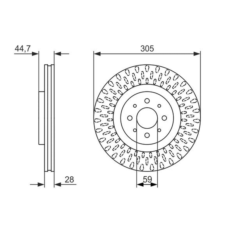 Bosch 2 x Vented Front Brake Discs 0 986 479 570