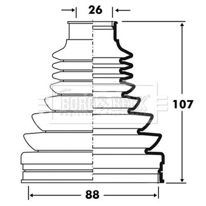 Borg & Beck Drive Shaft Bellow Kit Front Left Thermoplast BCB2811