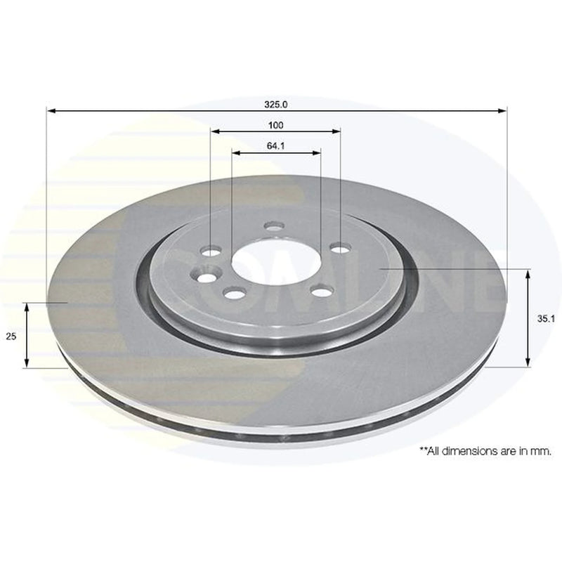 Comline 2 x Internally Vented Front Brake Discs ADC1336V