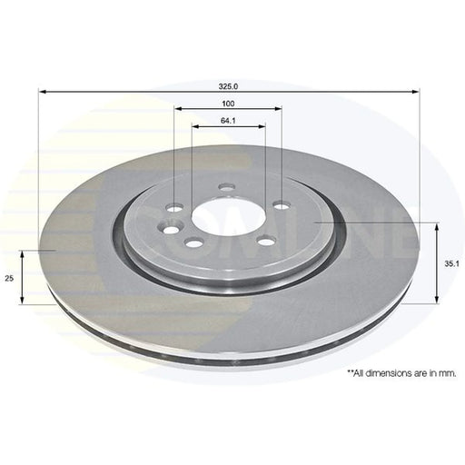 Comline 2 x Internally Vented Front Brake Discs ADC1336V