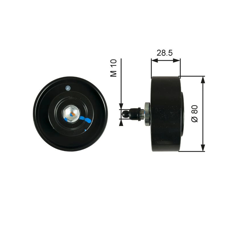 Gates V-Ribbed Belt Deflection/Guide Pulley Upper T36334
