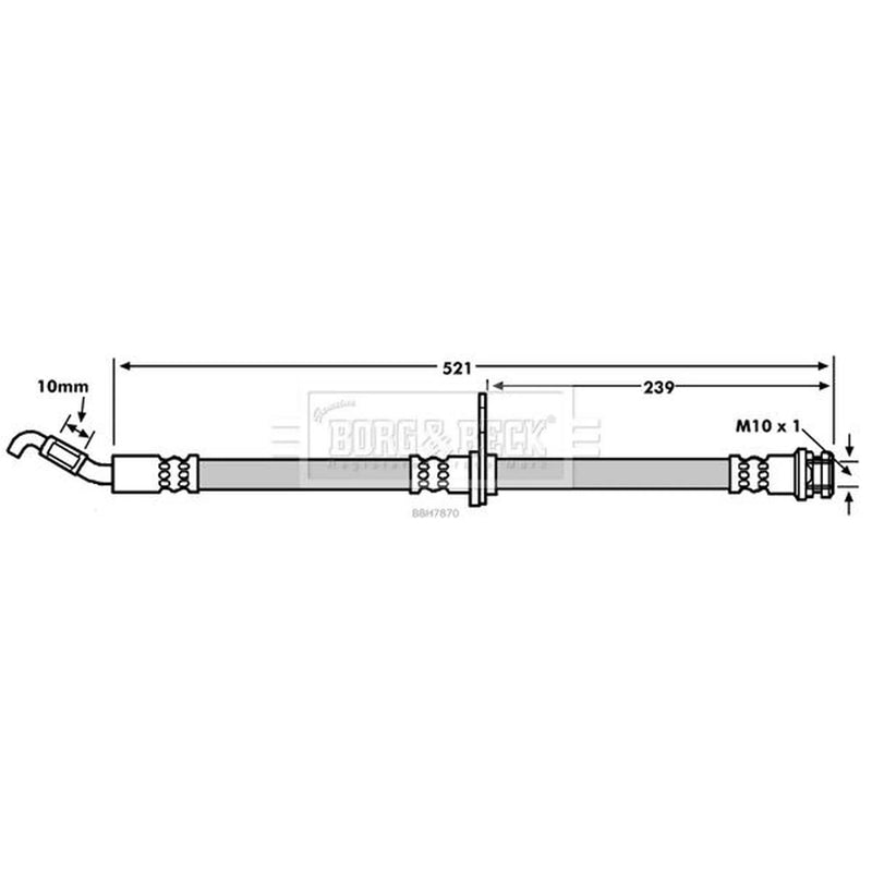 Borg & Beck Brake Hydraulic Hose Line Front Left BBH7870