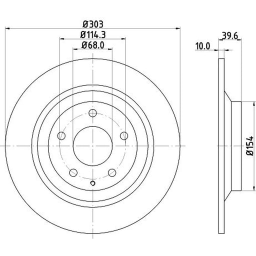 DON 2 x Solid Rear Brake Discs PCD13542
