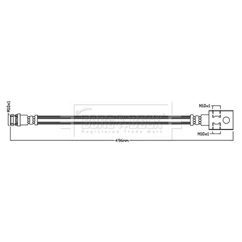 Borg & Beck Brake Hydraulic Hose Line Rear Left BBH8820