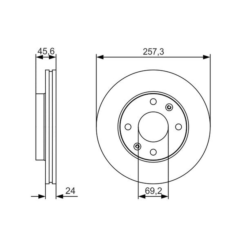 Bosch 2 x Vented Brake Discs 0 986 479 S03