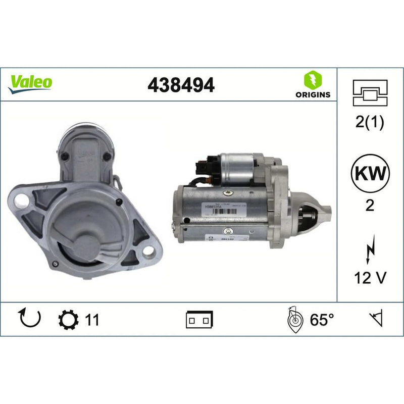Valeo Starter Motor 12V 2.2kW 8 Teeth 438494