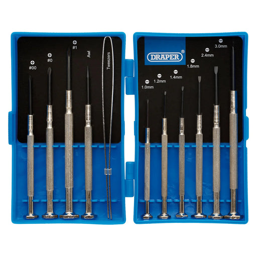 Draper Precision Screwdriver Set 11 Piece Hardened Carbon Steel