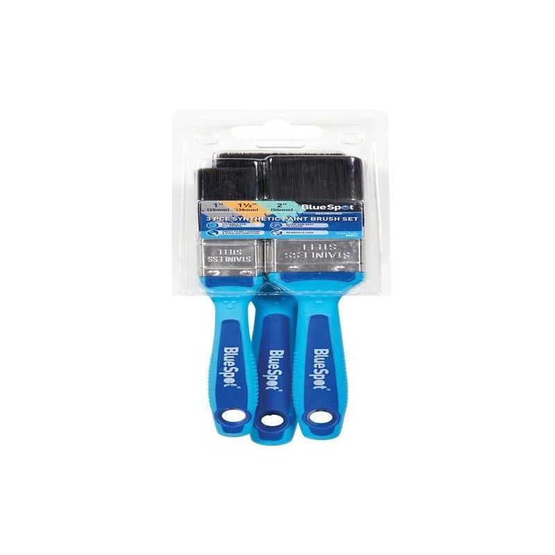 BlueSpot Tools Soft Grip Synthetic Paint Brush Set, 3 Piece - 36011