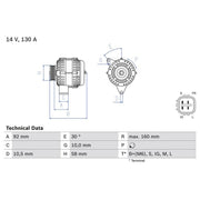 Bosch Car Alternator 12V 0 986 084 270