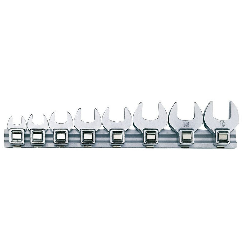 Teng Tools Crow Foot Wrench Clip Rail Set 8 Pieces 3/8" Drive