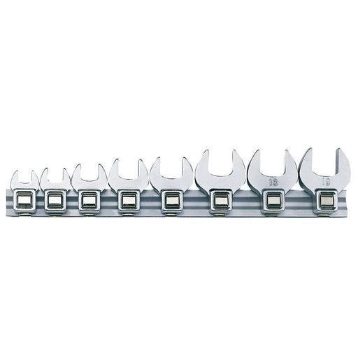 Teng Tools Crow Foot Wrench Clip Rail Set 8 Pieces 3/8" Drive