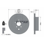 Textar 2 x Internally Vented Rear Brake Discs 92278503