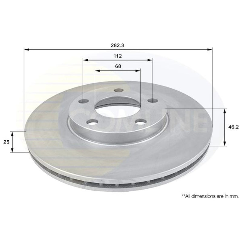 Comline 2 x Front Brake Discs ADC1425V