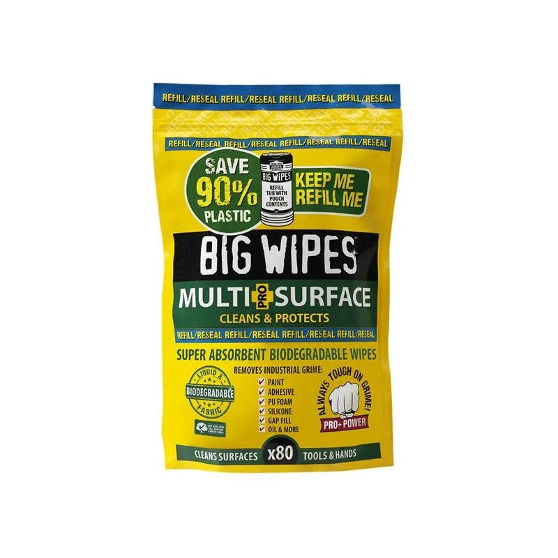 Big Wipes Multi-Surface PRO+ Bio Wipes Refill Pouch of 80 - 2046