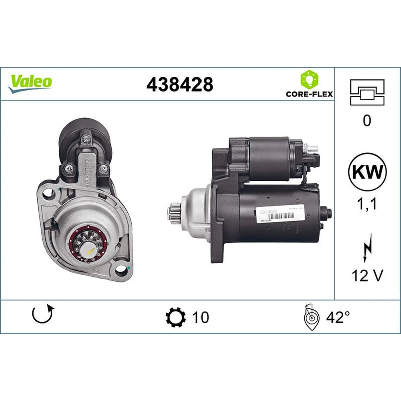 Valeo Starter Motor 12V 1.1kW 10 Teeth 438428